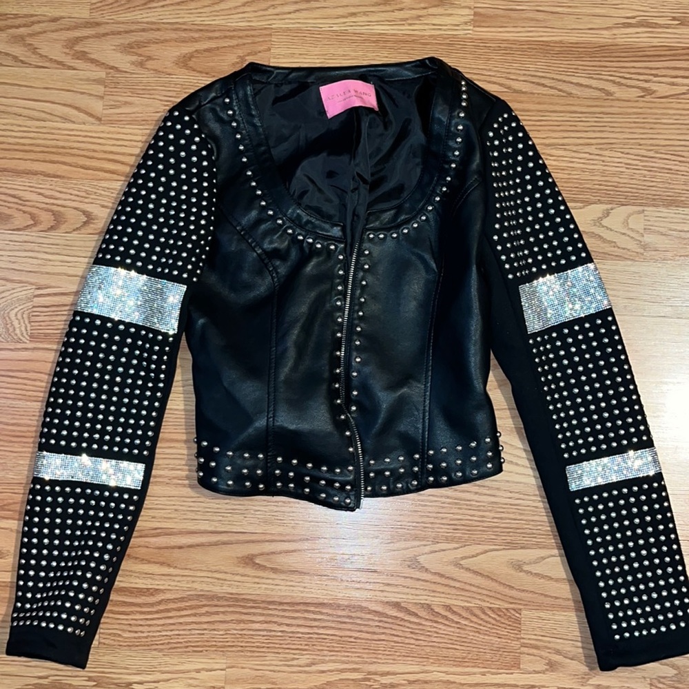 Rhinestone Azalea Wang leather jacket